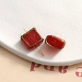 Macro shot of gold-edged red glass beads for DIY jewelry and handmade accessories - 1 Piece / 67# Bright Red