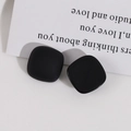 Matte black rounded square resin earrings in a minimalist retro frosted finish - Black Square