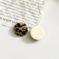 Close-up of leopard print and cream resin round cabochon charms for DIY jewelry making - Medium Round Style (B47-3-1-6) / 18mm
