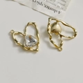 Détails de breloques en forme de cœur doré avec zircon pour la création de bijoux DIY - Style Creux (Or Creux Strass Blanc)