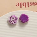 Detail of purple gradient resin rose charms with flat back for DIY jewelry making - Rose Purple