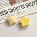 Cute yellow flocked star charms with blue bow for DIY jewelry making and hair accessories - Star