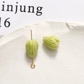 Macro view of light green flower bud beads with gold metal loop pins for DIY jewelry - Tulip Bud (51#) / 1 Piece / Matcha Green