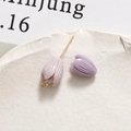 Detailed macro view of a light purple tulip charm for DIY jewelry with gold metal loop - Tulip Bud (53#) / 1 Piece / Lavender