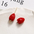 Macro view of red tulip bud resin charms with gold metal loops for DIY jewelry making - Tulip Bud (55#) / 1 Piece / Burgundy