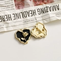 Detail showing front and back of heart rose pendants for DIY jewelry making - Black Heart Gold Rose