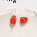 Detailed macro view of red acrylic tulip charms with golden metal loop for DIY jewelry making - Tulip Bud (64#) / 1 Piece / Semi-transparent Red