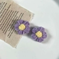 Ciondoli a fiori lavorati a maglia viola e gialli per gioielli fai da te - Viola