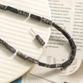 Rechthoekige natuurstenen kralen met vlekpatroon voor DIY sieraden op wit bord - Zwart Gevlekte Rechthoekige Stijl (21)