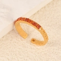 Adjustable gold plated ring with square orange stone and rope texture detail - Orange Rhinestone Half Chain Style (k-03)