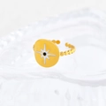 Adjustable gold-plated ring featuring an eight-pointed star and beaded chain band - White Explosion Gold Style (k-15)