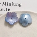 Macro detail of starry glitter acrylic flower petals for DIY jewelry hairpins - Blue and Purple