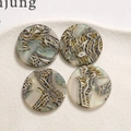 Macro detail of round zebra stripe acetate acrylic jewelry pendants on white stone - 1 Piece / Black White Gold (Zebra Pattern)