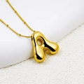 Collar inicial A con burbuja 3D en acero inoxidable chapado en oro de 18 quilates - Letra A