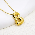 Collar con colgante de letra B abombada 3D en acero inoxidable chapado en oro de 18K - Letra B