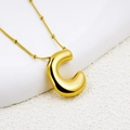 Collar con colgante letra C estilo globo rechoncho en acero inoxidable chapado en oro 18K - Letra C