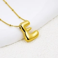 3D puff letter E pendant necklace in 18K gold plated stainless steel with bead chain - Letter E