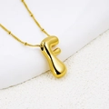 Chubby balloon style letter F pendant necklace in 18K gold plated stainless steel - Letter F