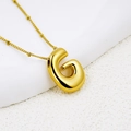 3D balloon puffy letter G pendant necklace in 18K gold plated stainless steel - Letter G