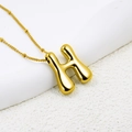 Chubby 3D puff balloon letter H necklace in 18K gold plated stainless steel - Letter H