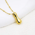 Minimalist 18K gold plated puffy teardrop pendant necklace with high-polish finish - Letter I