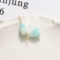 Blue and white gradient tulip flower resin charm bead with gold pin for DIY jewelry - Tulip Bud (68#) / 1 Piece / Light Blue