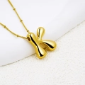 Chubby balloon style letter K necklace in 18K gold plated stainless steel bead chain - Letter K