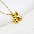 Puffy bubble letter H pendant necklace in 18K gold plated stainless steel finish - Letter N