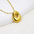 Minimalist 18K gold plated puffy teardrop pendant necklace with delicate bead chain - Letter O