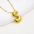 Puffy bubble initial S necklace in 18K gold plated titanium steel with bead chain - Letter S