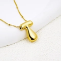 Chubby balloon style letter T necklace in polished 18K gold-plated stainless steel - Letter T