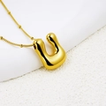 Golden balloon bubble initial U necklace in 18K gold plated stainless steel - Letter U