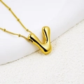 Chubby 18K gold plated 3D bubble letter V pendant on a beaded satellite chain - Letter V