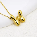 Gold plated 3D puffy balloon letter W pendant necklace with polished mirror finish - Letter W