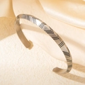 Silver Viking rune bangle with geometric patterns and matte brushed steel finish - Arrow Pattern-Steel (szkk122)