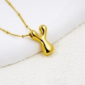 Balloon style 18K gold plated letter Y pendant necklace with bead chain design - Letter Y