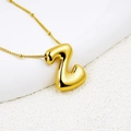 Puffy 18K gold plated stainless steel balloon letter Z pendant necklace for women - Letter Z