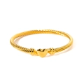 Goldenes Drahtseil-Armband aus Edelstahl mit 18k Herz-Anhänger und gedrehtem Design - Goldener Glatter Herz-Stil (szgss126g)