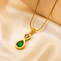 Collana dorata con ciondolo a goccia verde smeraldo, simbolo dell'infinito e lettera Y - Lettera Y