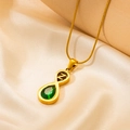 Collana infinito dorata con gemma verde a goccia e pendente lettera Z su seta - Lettera Z