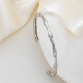 Bracciale rigido aperto argento stile bambù in acciaio inossidabile lucido da donna - Stile Aperto Bambù Argento (szkk061s)