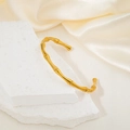 Bracciale rigido aperto a C in acciaio inossidabile placcato oro 18k con design a bambù - Stile Aperto Bambù Oro (szkk061g)