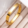 Polished 18k gold plated stainless steel square bangle with a secure hinge clasp closure - Minimalist Gold Bangle (sztx249)