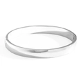 Minimalist silver stainless steel bangle with polished mirror finish and hinged closure - Curved Glossy Style (sztx239) / Silver
