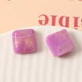 Detail of 16mm square resin charms with purple smoke texture and gold glitter for DIY crafts - Rose Red