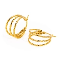 Vintage 18k gold plated triple-layer twisted hoop earrings with geometric overlapping design - Three-Layer Twisted Hoop Earrings (131)