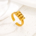 Minimalist 18k gold plated stainless steel open ring with spiral textured multi-layer detail - Spiral Five-Loop Style (jz079) / Gold
