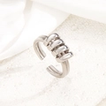 Adjustable silver finish multi-layered curved open ring with unique modern design - Spiral Five-Loop Style (jz079) / Silver