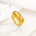 Minimalist wide domed 18k gold plated ring with a polished mirror finish on a pedestal - Wide Dome Ring (jz091) / Gold
