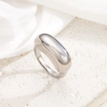Polished silver dome ring in a minimalist wide-band design with mirror finish - Wide Dome Ring (jz091) / Steel